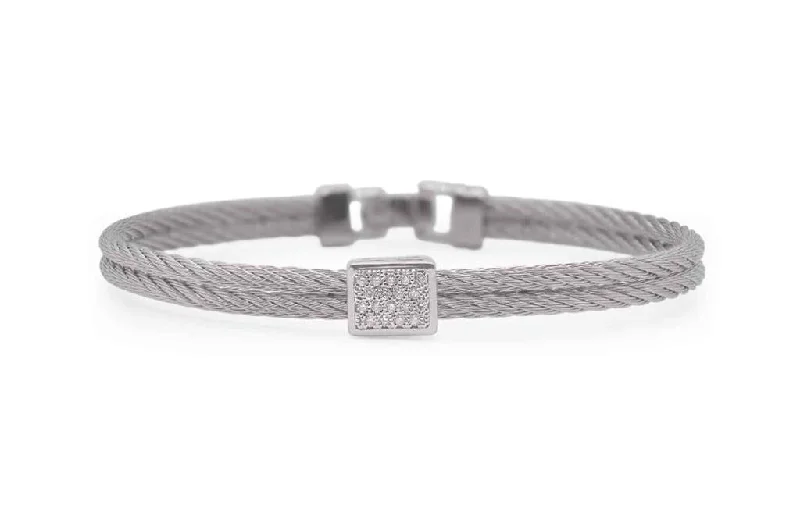 Men's Aquamarine Engagement Rings in 9K Gold with a Bezel - Set StoneALOR Grey Cable Diamond Square Station Bracelet