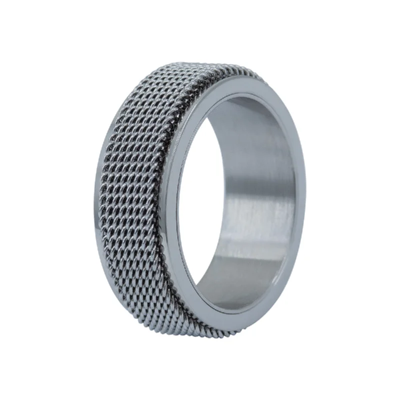 Men's music - note rings for musiciansMen's Silver Steel Mesh Anxiety Ring