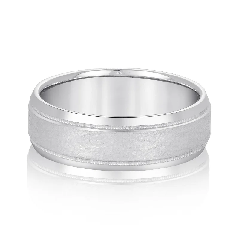 Men's two - tone rings combining silver and goldLight Hammer Finished Beveled Edge Men's Wedding Band Men's two - tone rings combining silver and goldLight Hammer Finished Beveled Edge Men's Wedding Band