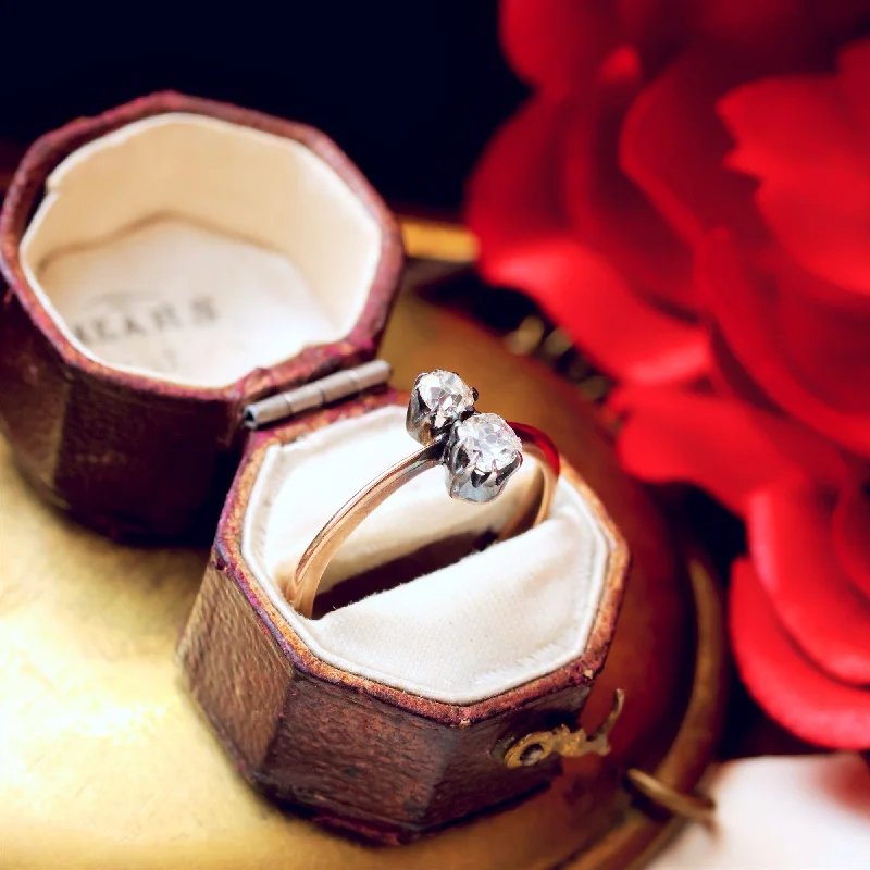 Minimalist Women's Rings with a Single Pearl in 14K Gold - Plated BandsDainty Antique Hand Cut 'Toi et Moi' Diamond Ring Minimalist Women's Rings with a Single Pearl in 14K Gold - Plated BandsDainty Antique Hand Cut 'Toi et Moi' Diamond Ring