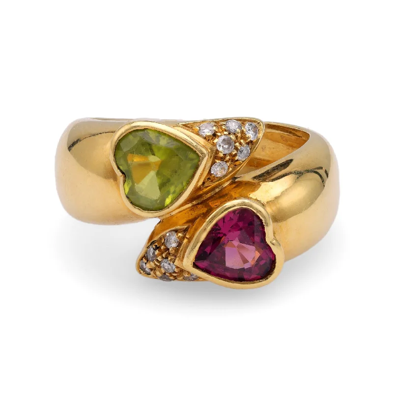Round - cut diamond engagement ring with a twisted band design in 14K white goldHeart Shaped Peridot and Rubellite Diamond Yellow Gold Bypass Ring Round - cut diamond engagement ring with a twisted band design in 14K white goldHeart Shaped Peridot and Rubellite Diamond Yellow Gold Bypass Ring