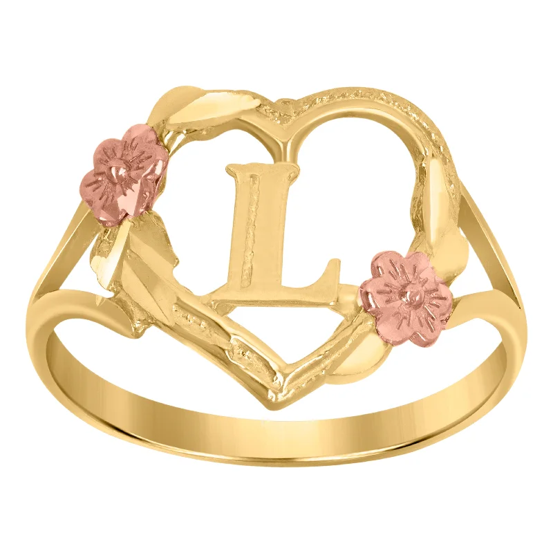 Geometric - Shaped Fashion Rings in Titanium with Iridescent InlaysKeene Jewelers 10kt Two-tone Gold Womens DC Textured Initial Letter L Heart Band Ring Geometric - Shaped Fashion Rings in Titanium with Iridescent InlaysKeene Jewelers 10kt Two-tone Gold Womens DC Textured Initial Letter L Heart Band Ring