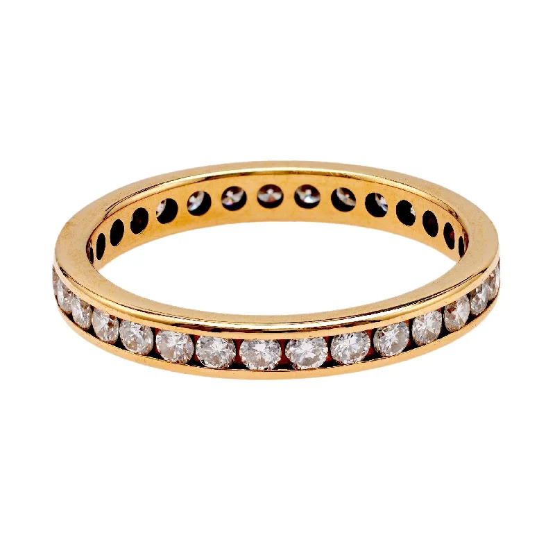 Round - cut diamond engagement ring with a twisted band design in 14K white goldVintage Diamond 18k Yellow Gold Channel Set Eternity Band Round - cut diamond engagement ring with a twisted band design in 14K white goldVintage Diamond 18k Yellow Gold Channel Set Eternity Band