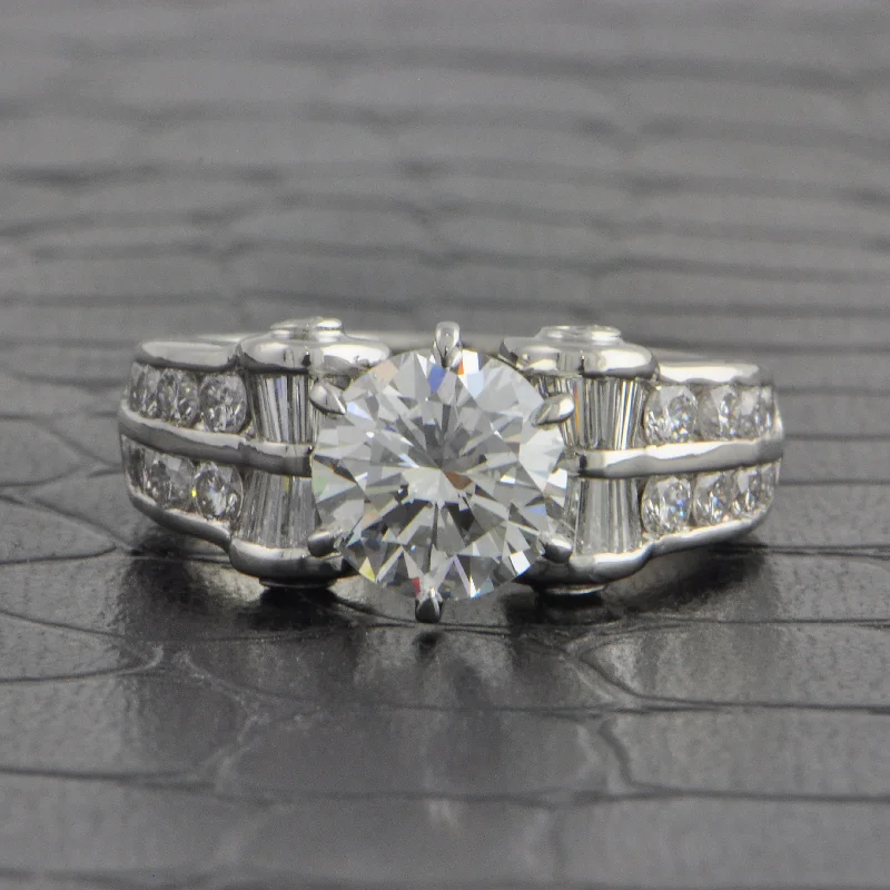 Emerald - cut diamond engagement ring set in a modern titanium bandStatement GIA 2.07 ct. Round Brilliant Cut Diamond Emerald - cut diamond engagement ring set in a modern titanium bandStatement GIA 2.07 ct. Round Brilliant Cut Diamond