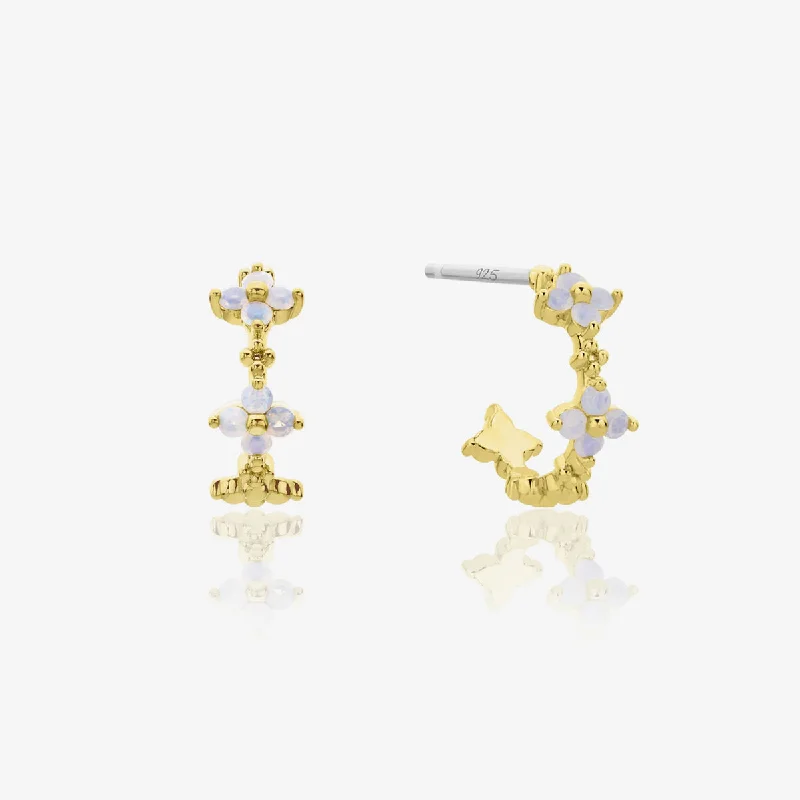 Statement hoop earringsMoonstone clover semi-hoop earrings
