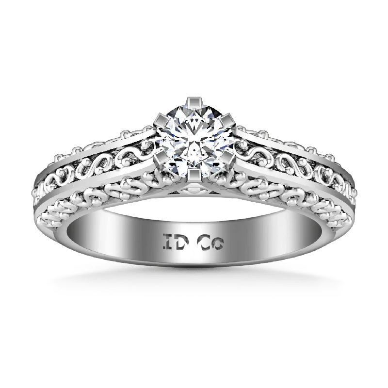 Art Deco - Inspired Women's Rings with Geometric Shapes in 14K GoldRound Diamond Solitaire Engagement Ring Whitney 14K White Gold Art Deco - Inspired Women's Rings with Geometric Shapes in 14K GoldRound Diamond Solitaire Engagement Ring Whitney 14K White Gold