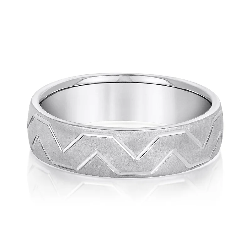Men's ruby - adorned rings for a bold red colorMen's Storm Pattern Wedding Band