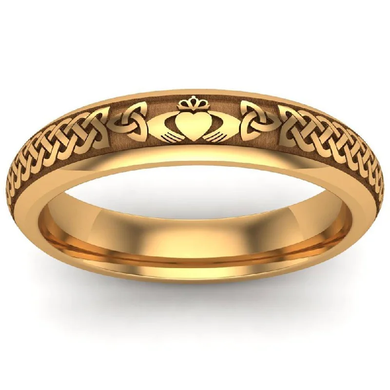 Men's two - tone rings combining silver and goldCladdagh Wedding Ring UCL1-14Y4M - 14K Yellow Gold Men's two - tone rings combining silver and goldCladdagh Wedding Ring UCL1-14Y4M - 14K Yellow Gold