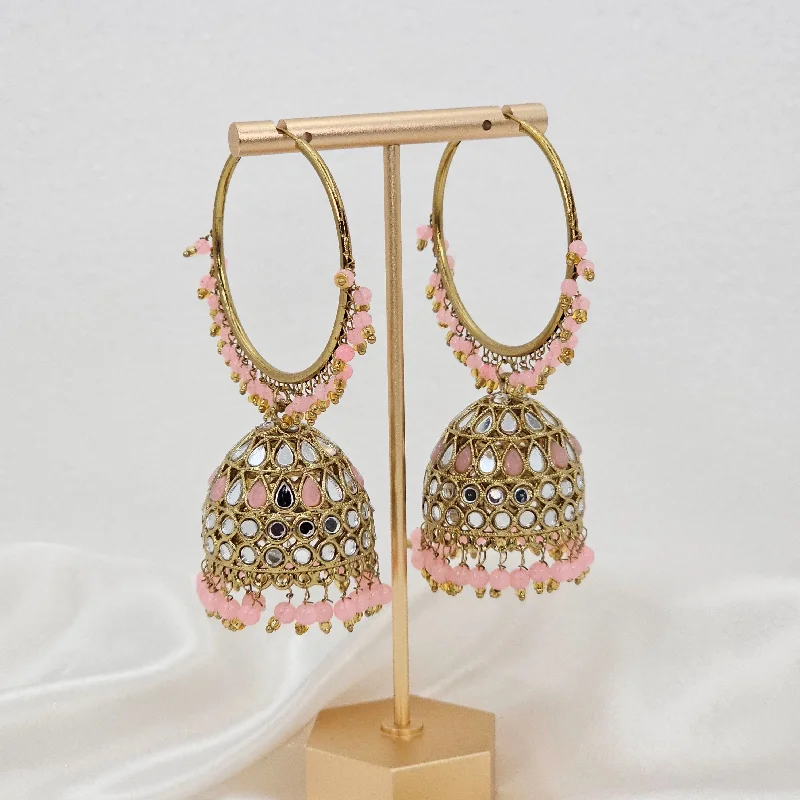 Silver hoop earringsAnu - Antique Gold Mirrored Statement Jhumki Earrings