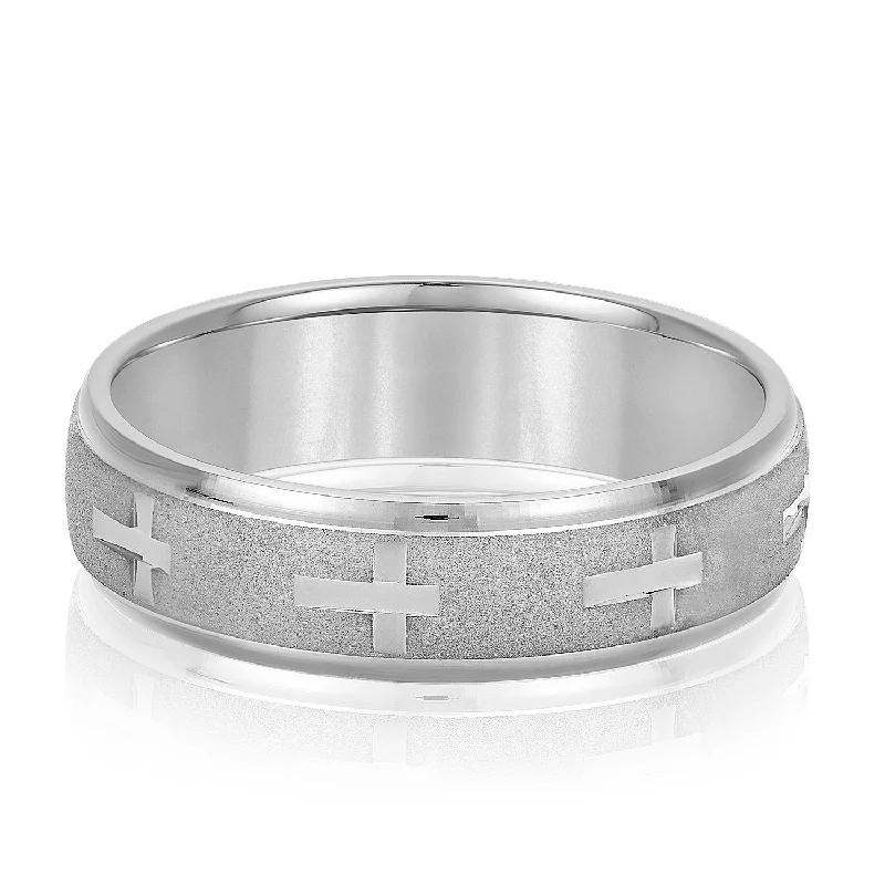 Men's waterproof rings for water - based activitiesMen's Cross Pattern Wedding Band Men's waterproof rings for water - based activitiesMen's Cross Pattern Wedding Band