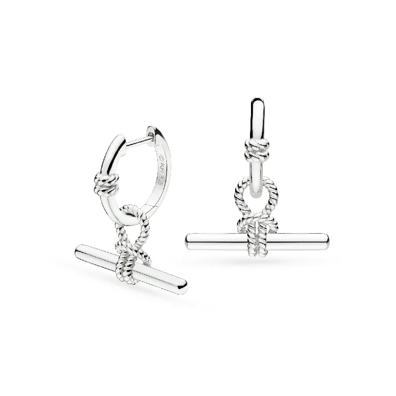 Large hoop earringsKit Heath Silver Rope Knot T-Bar Hinged Hoop Earrings