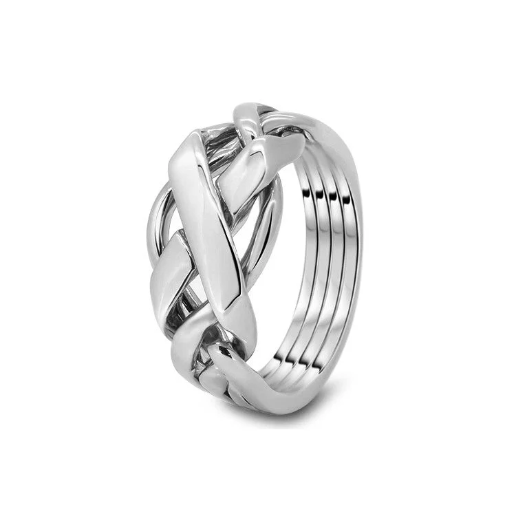 Interlocking Band Women's Rings in White Gold for a Modern DesignWomens Platinum 4FX-L Interlocking Band Women's Rings in White Gold for a Modern DesignWomens Platinum 4FX-L