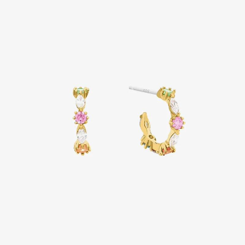 Gold hoop earringsPastel semi-hoop earrings