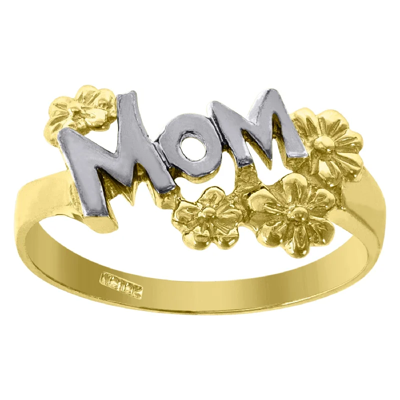 Geometric - Shaped Fashion Rings in Titanium with Iridescent InlaysKeene Jewelers 10kt Two-tone Gold Womens Polished Finish Floral Mom Band Ring Geometric - Shaped Fashion Rings in Titanium with Iridescent InlaysKeene Jewelers 10kt Two-tone Gold Womens Polished Finish Floral Mom Band Ring