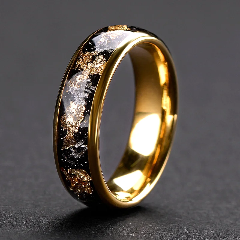 Men's sapphire - set rings for a royal blue hueTungsten Meteorite Ring for Unisex| Gold Plated Wedding Band for Men and Women | 6mm Men's sapphire - set rings for a royal blue hueTungsten Meteorite Ring for Unisex| Gold Plated Wedding Band for Men and Women | 6mm