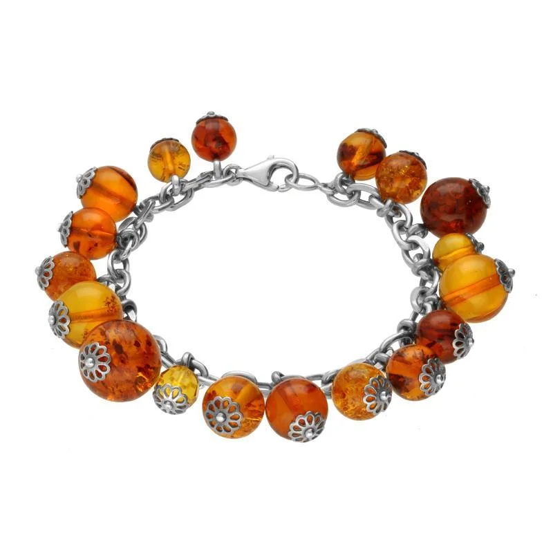 Sterling Silver Amber Charm Bracelet