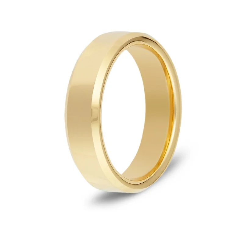 Men's thumb rings with a wide bandMen’s Beveled Gold Tungsten Ring