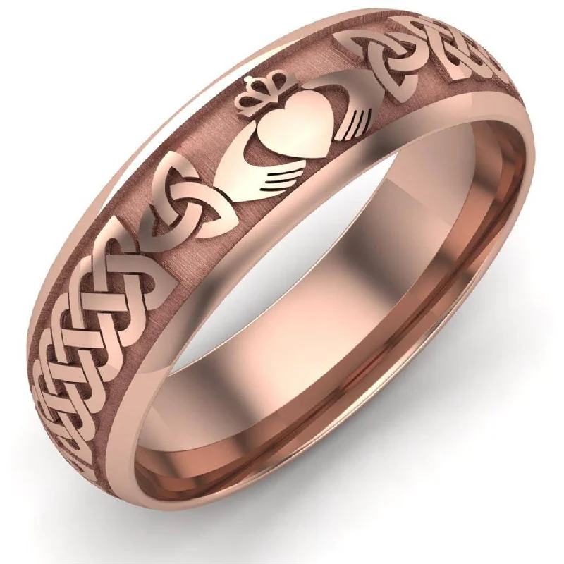 Men's laser - engraved rings with custom messagesCladdagh Wedding Ring UCL1-14R6LIGHT - 14K Rose Gold LIGHT WEIGHT Men's laser - engraved rings with custom messagesCladdagh Wedding Ring UCL1-14R6LIGHT - 14K Rose Gold LIGHT WEIGHT