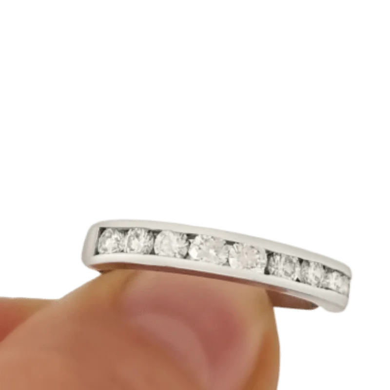 Engagement - Inspired Women's Rings with a Halo of Small DiamondsWhite Gold Diamond Eternity Ring Engagement - Inspired Women's Rings with a Halo of Small DiamondsWhite Gold Diamond Eternity Ring