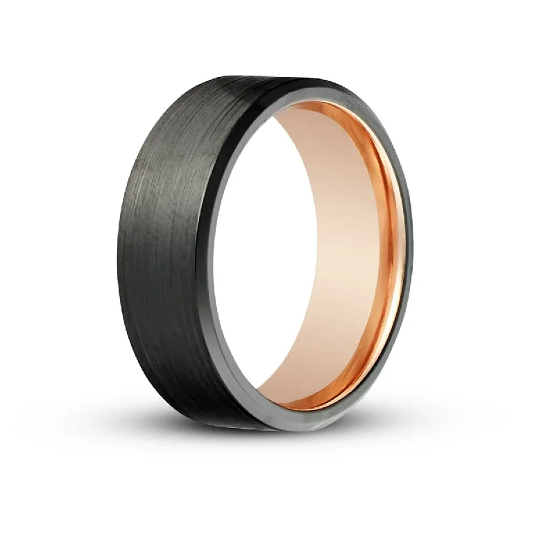 Men's classic silver wedding rings with simple bandsMen’s Black Zirconium Ring with Rose Gold Inlay Men's classic silver wedding rings with simple bandsMen’s Black Zirconium Ring with Rose Gold Inlay