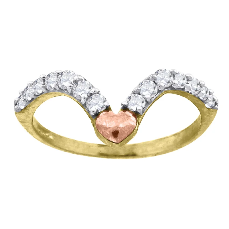 Knuckle - Duster Fashion Rings in Black - Plated Metal with Spike DetailsKeene Jewelers 10kt Tri-color Gold Womens Cubic Zirconia Curved Heart Ring Band Knuckle - Duster Fashion Rings in Black - Plated Metal with Spike DetailsKeene Jewelers 10kt Tri-color Gold Womens Cubic Zirconia Curved Heart Ring Band