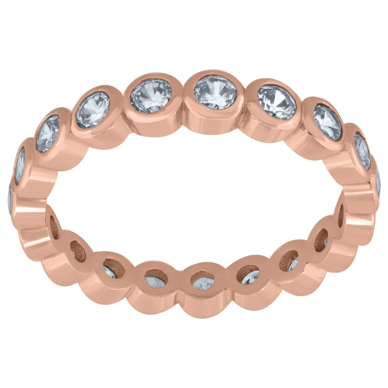 Open - Band Fashion Rings in Sterling Silver with Gemstone InlaysKeene Jewelers 925 Sterling Silver Rose-Tone Womens Cubic Zirconia 3.5mm Stackable Band Ring Size 9 Open - Band Fashion Rings in Sterling Silver with Gemstone InlaysKeene Jewelers 925 Sterling Silver Rose-Tone Womens Cubic Zirconia 3.5mm Stackable Band Ring Size 9