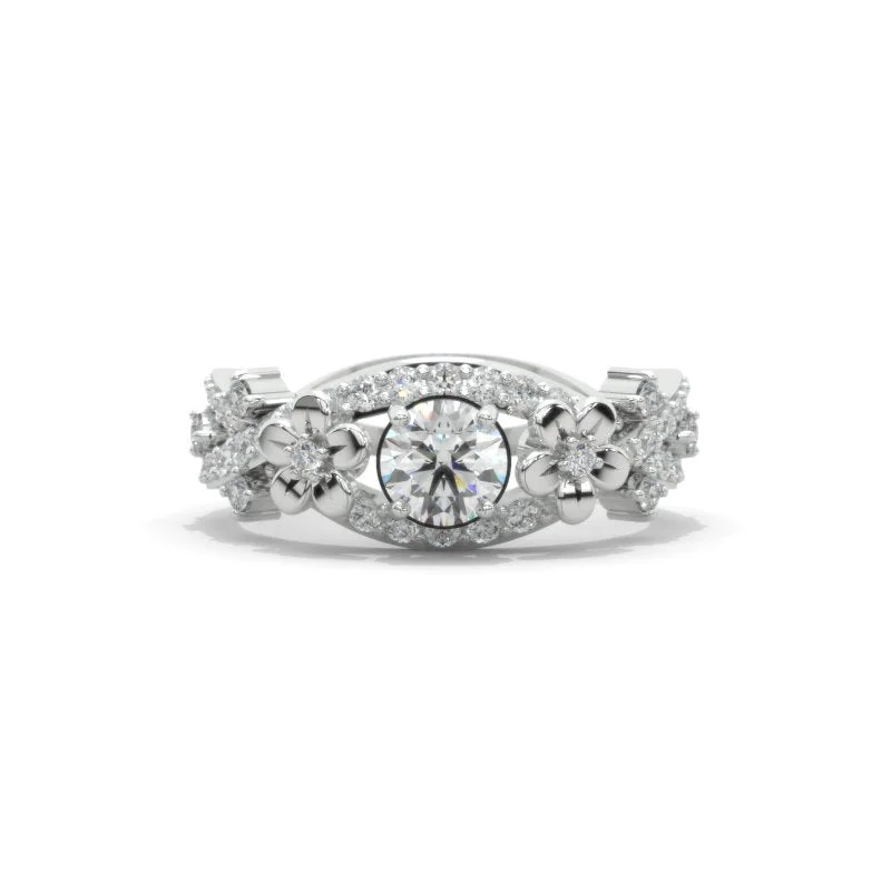 Men's Aquamarine Engagement Rings in 9K Gold with a Bezel - Set StoneMoissanite Celtic Engagement Floral Ring 14K White Gold