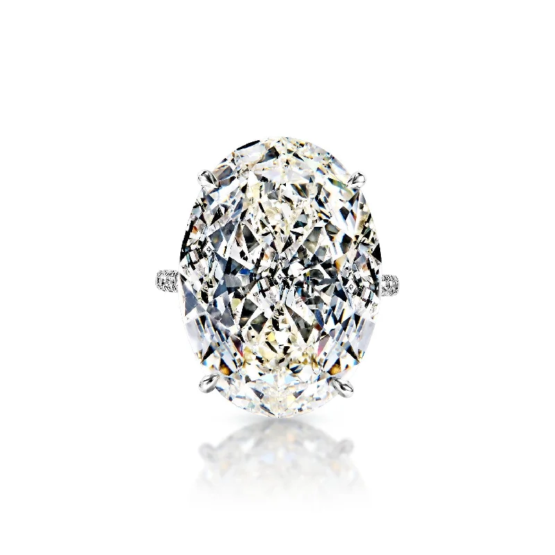 Dulce 18 Carat K VS2 Oval Solitaire Diamond Ring with PAVE in Platinum. GIA Certified Dulce 18 Carat K VS2 Oval Solitaire Diamond Ring with PAVE in Platinum. GIA Certified