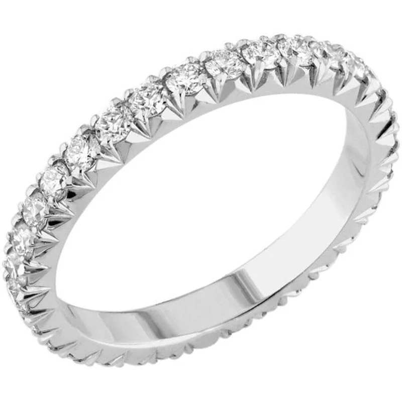 18kt White Gold Optic Set Diamond Stacking Ring