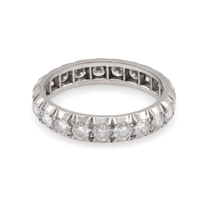 Emerald - cut diamond engagement ring set in a modern titanium bandFrench Art Deco Inspired Diamond Platinum Eternity Ring
