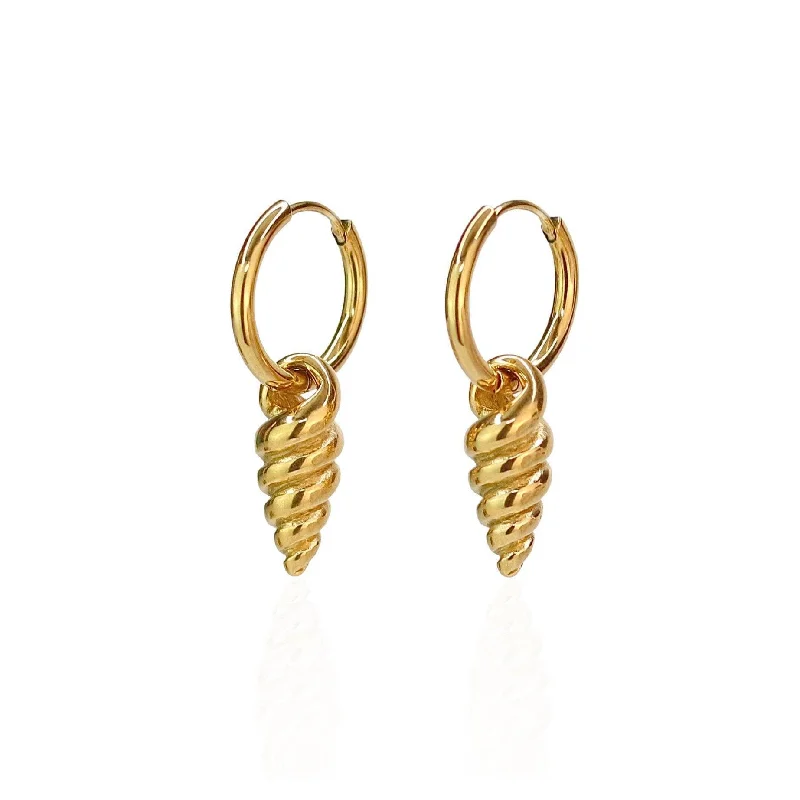 Huggie hoop earringsSpiral Shell Hoops
