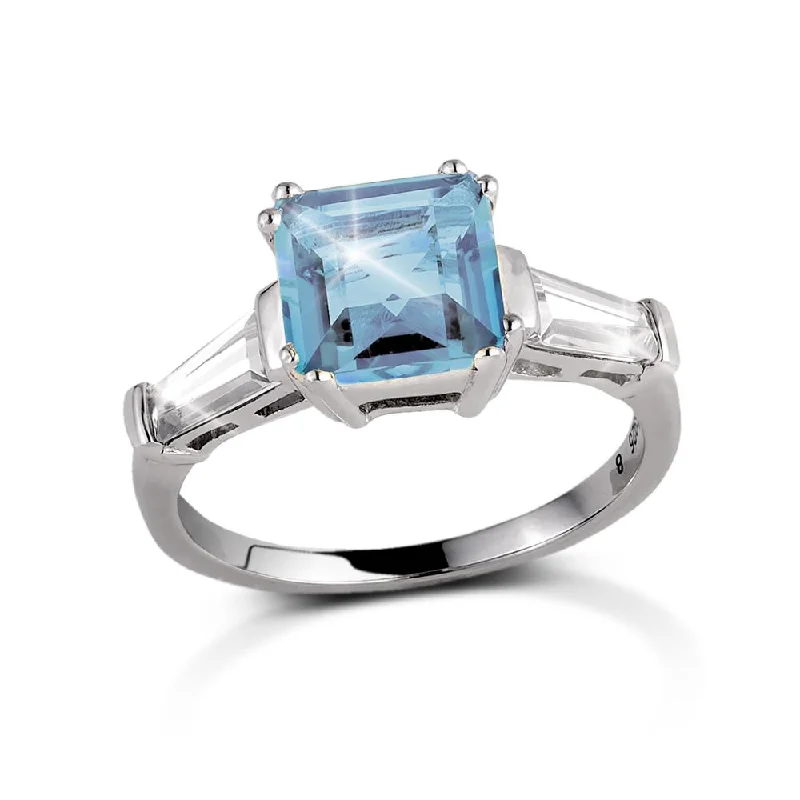 Vintage - Inspired Filigree - Design Women's Rings in Sterling SilverDecadence Gem Ring Blue Topaz