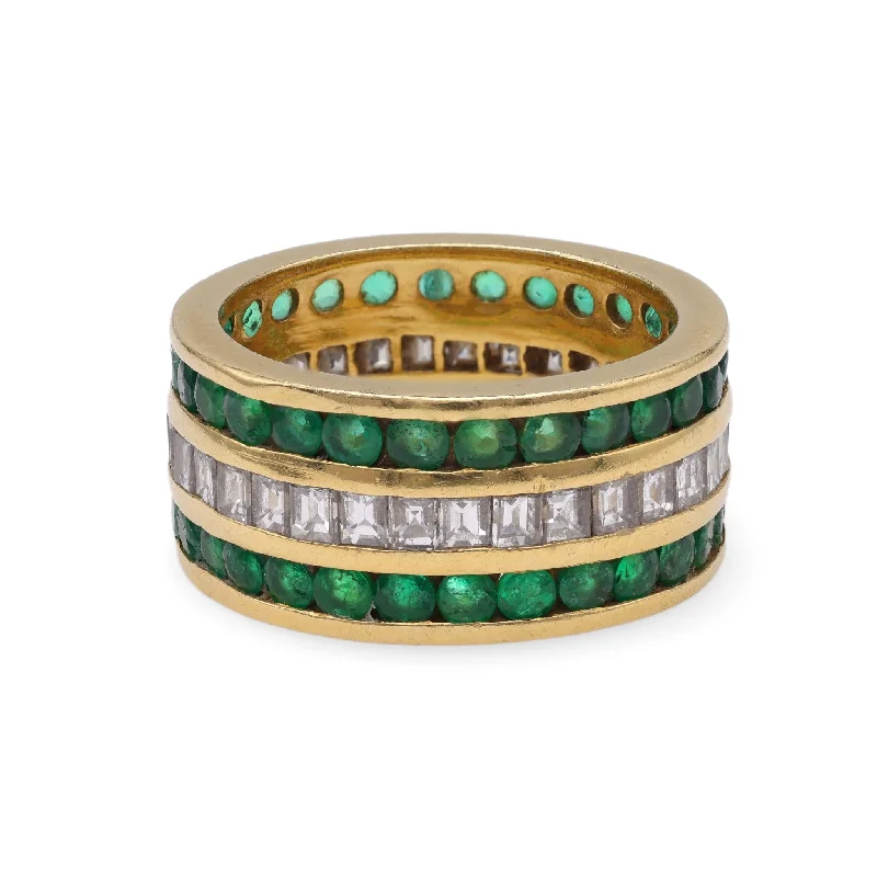 Asscher - cut diamond engagement ring with a pavé - set eternity band in platinumVintage Diamond Emerald Three Row Yellow Gold Ring Asscher - cut diamond engagement ring with a pavé - set eternity band in platinumVintage Diamond Emerald Three Row Yellow Gold Ring