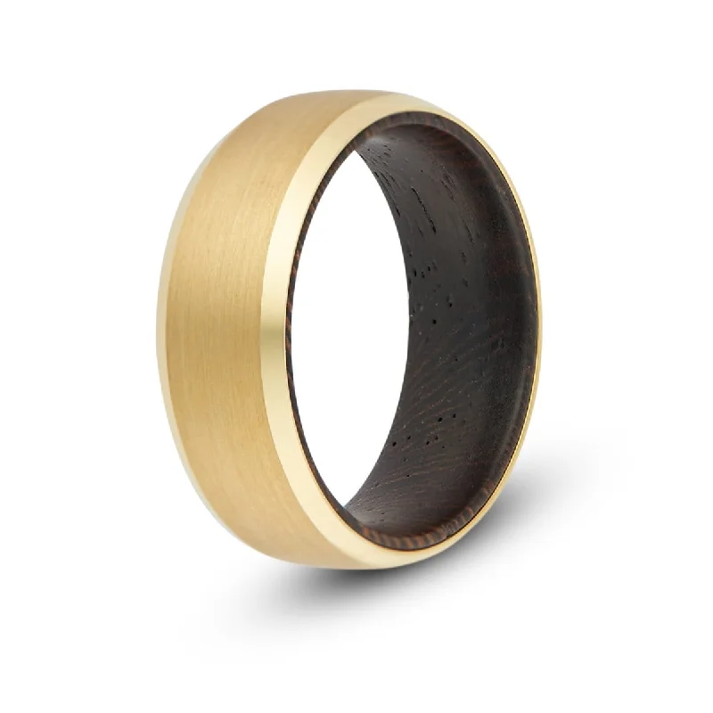 Men's oxidized silver rings for an antique lookMen’s Gold Wood Inlay Ring