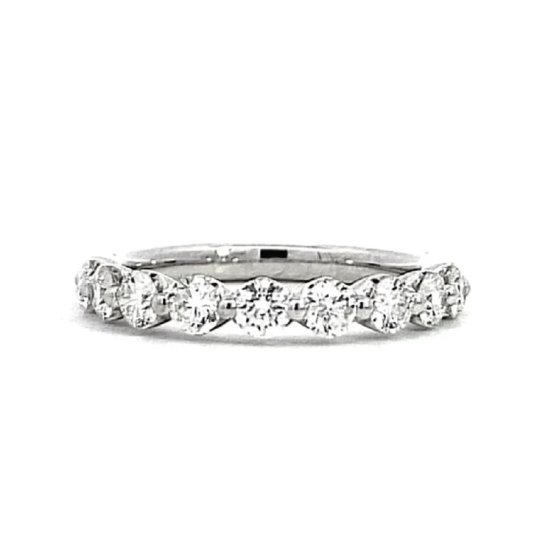 14K White Gold Single Prong Half Anniversary Band