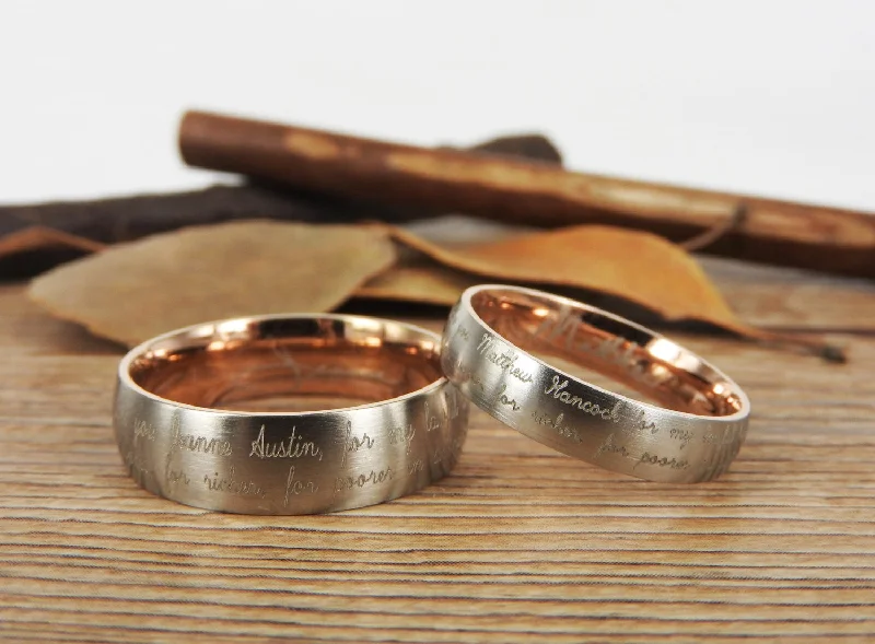 Men's zodiac - sign rings for a personalized touchHandmade Your Marriage Vow & Signature Rings Wedding Rings, Two Tones Matching Wedding Bands, Titanium Couple Rings Set Men's zodiac - sign rings for a personalized touchHandmade Your Marriage Vow & Signature Rings Wedding Rings, Two Tones Matching Wedding Bands, Titanium Couple Rings Set