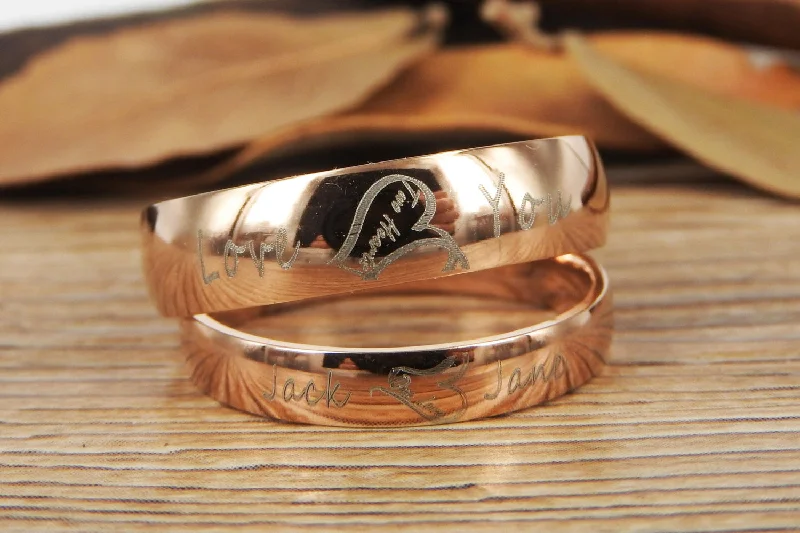 Men's rose - gold - plated rings for a trendy colorHandmade Two Heart become One Heart Matching Wedding Rings, his and her promise ring, Wedding Rings Set, couple rings Men's rose - gold - plated rings for a trendy colorHandmade Two Heart become One Heart Matching Wedding Rings, his and her promise ring, Wedding Rings Set, couple rings