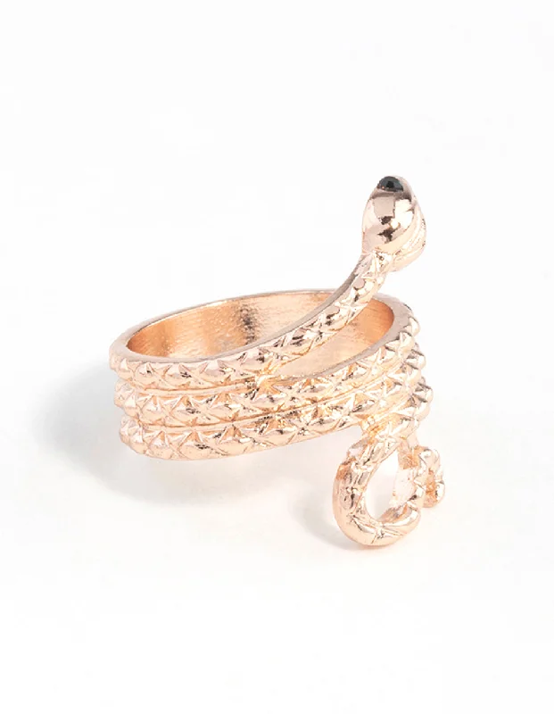 Fashion Rings with Zodiac Symbols in Gold - Filled Metal for a Personalized TouchRose Gold Etched Snake Ring Fashion Rings with Zodiac Symbols in Gold - Filled Metal for a Personalized TouchRose Gold Etched Snake Ring