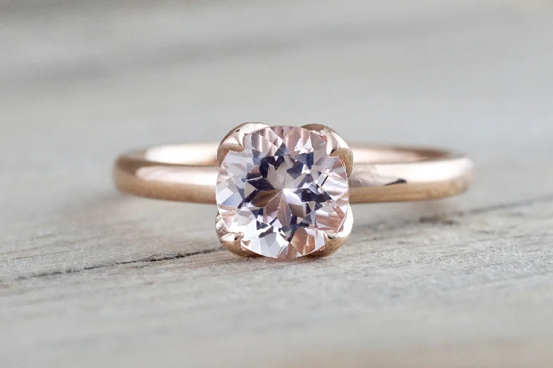Men's animal - print rings with leopard or snake patterns14k Rose Gold Round Morganite Pink Classic flower petal Solitaire Engagement Ring Men's animal - print rings with leopard or snake patterns14k Rose Gold Round Morganite Pink Classic flower petal Solitaire Engagement Ring