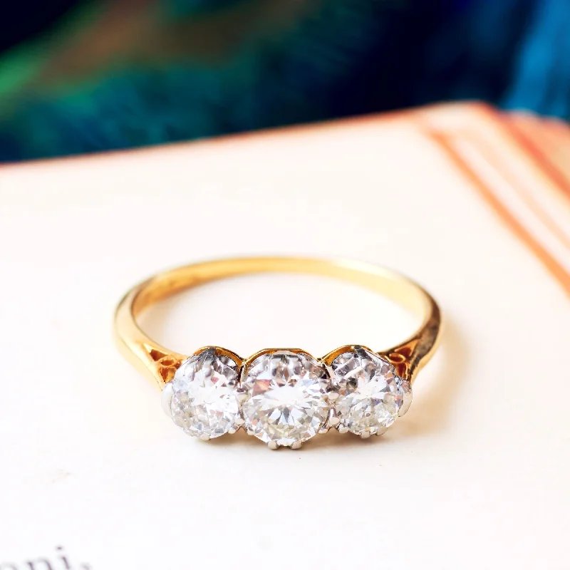 Engagement - Inspired Women's Rings with a Halo of Small DiamondsVintage Diamond Trilogy Engagement Ring Engagement - Inspired Women's Rings with a Halo of Small DiamondsVintage Diamond Trilogy Engagement Ring