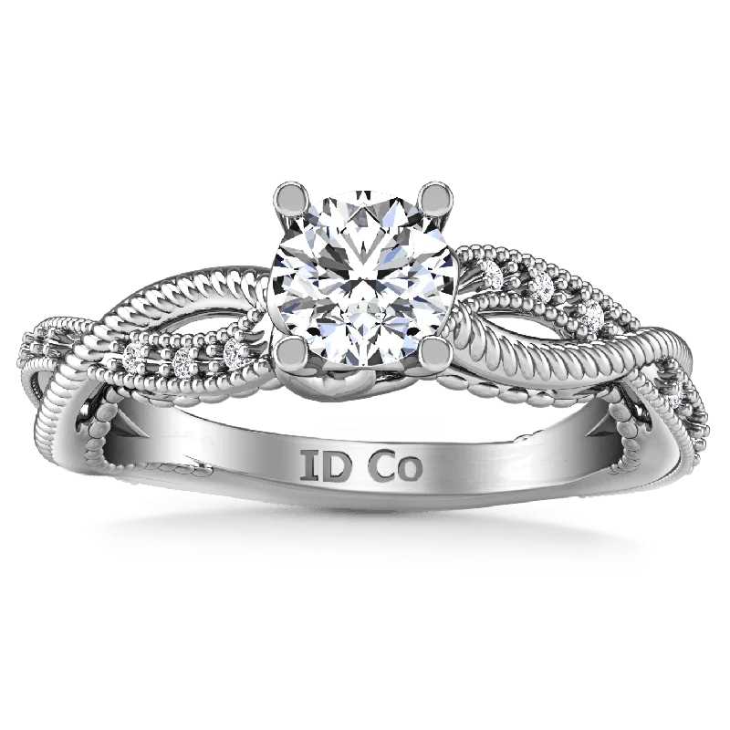 Art Deco - Inspired Women's Rings with Geometric Shapes in 14K GoldRound Diamond Pave Engagement Ring Maeve 14K White Gold Art Deco - Inspired Women's Rings with Geometric Shapes in 14K GoldRound Diamond Pave Engagement Ring Maeve 14K White Gold