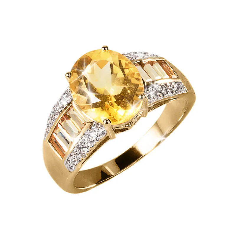 Diamond - Encrusted Women's Rings for Special Occasions in 18K GoldCitrine Men's Ring