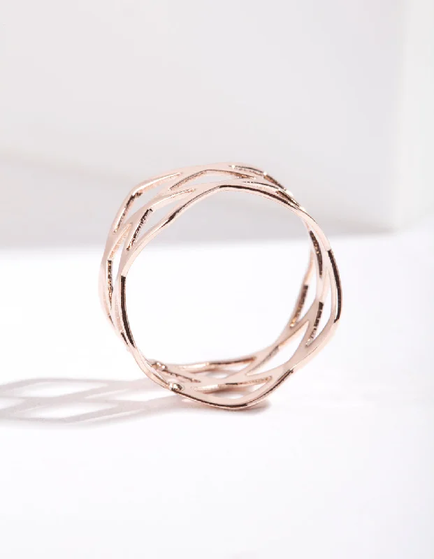 Beaded Fashion Rings in Natural Stones and Cotton Cord for a Handmade AestheticRose Gold Multi Cross Over Ring Beaded Fashion Rings in Natural Stones and Cotton Cord for a Handmade AestheticRose Gold Multi Cross Over Ring