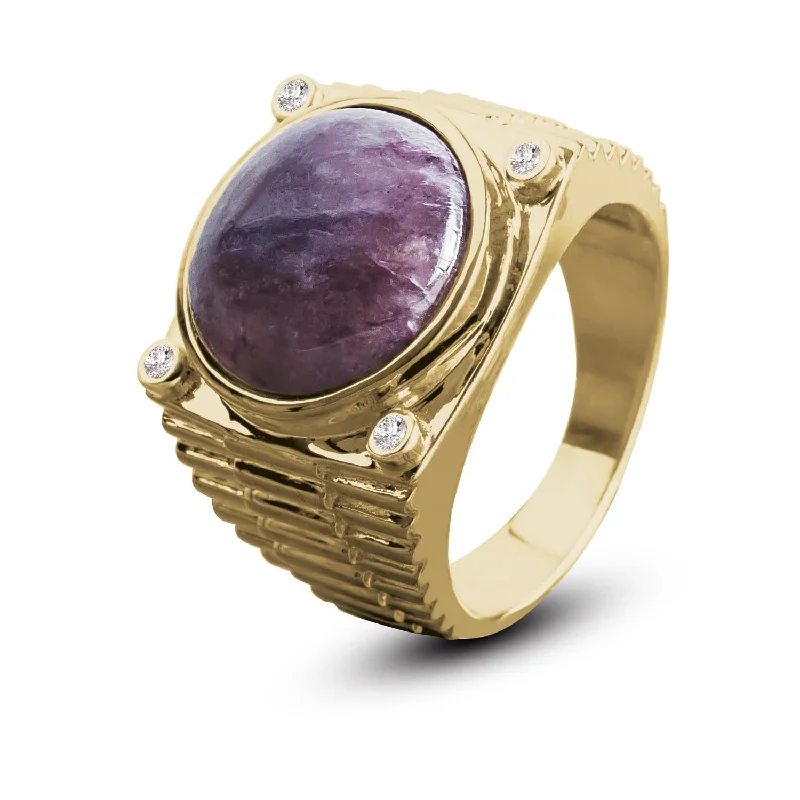 Tennis - Style Women's Rings with a Row of Round Diamonds in PlatinumChicago Charoite Ring Tennis - Style Women's Rings with a Row of Round Diamonds in PlatinumChicago Charoite Ring