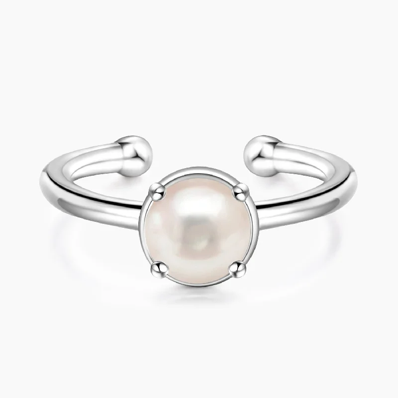 Engagement - Inspired Women's Rings with a Halo of Small DiamondsJune Pearl Birthstone Engagement - Inspired Women's Rings with a Halo of Small DiamondsJune Pearl Birthstone