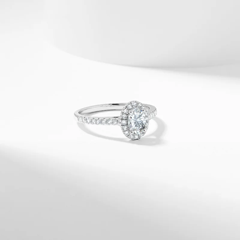 Marquise - cut diamond engagement ring with a split - shank band in platinumOval Lab Grown Diamond Halo Engagement Ring 0.89tdw Marquise - cut diamond engagement ring with a split - shank band in platinumOval Lab Grown Diamond Halo Engagement Ring 0.89tdw