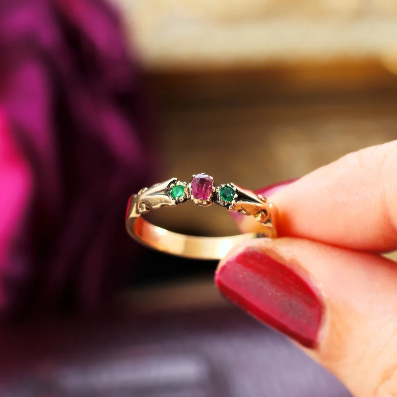 Engagement - Inspired Women's Rings with a Halo of Small DiamondsAntique Memories, Victorian Ruby & Emerald Ring Engagement - Inspired Women's Rings with a Halo of Small DiamondsAntique Memories, Victorian Ruby & Emerald Ring