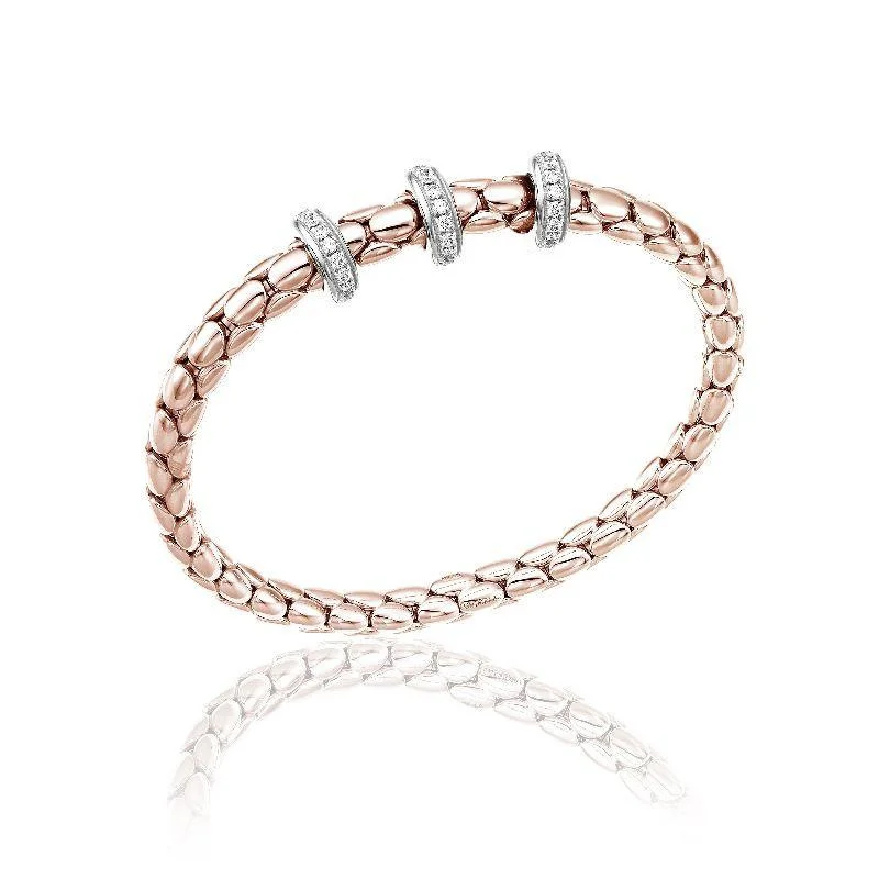 Chimento Stretch Spring 18ct Rose Gold 0.56ct Diamond Triple Rondelle Bracelet