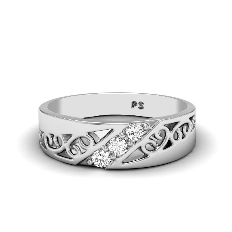 Men's leather - wrapped rings for a rustic charm0.30 CT Round Cut Diamonds - Mens Wedding Band Men's leather - wrapped rings for a rustic charm0.30 CT Round Cut Diamonds - Mens Wedding Band