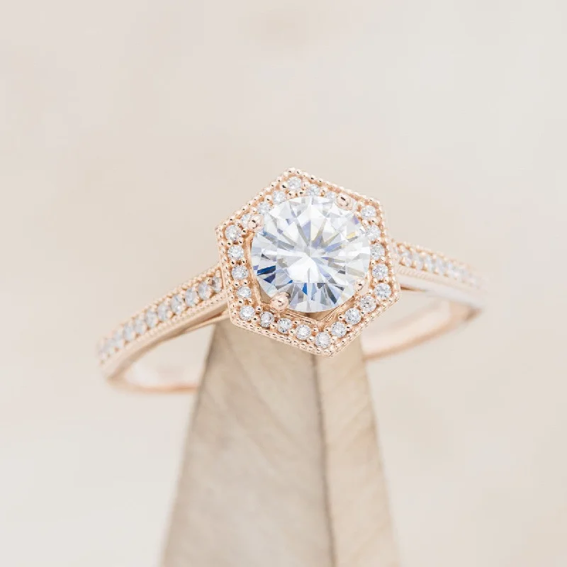 Men's Moonstone Engagement Rings in Silver - Plated Copper with a Celtic Knot Pattern"ODESSA" - ROUND CUT MOISSANITE ENGAGEMENT RING WITH DIAMOND HALO & ACCENTS Men's Moonstone Engagement Rings in Silver - Plated Copper with a Celtic Knot Pattern"ODESSA" - ROUND CUT MOISSANITE ENGAGEMENT RING WITH DIAMOND HALO & ACCENTS